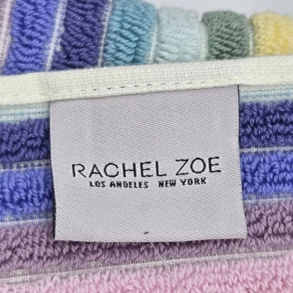 Rachel Zoe 8pc Rainbow Striped Fringe Cotton Towel Set 2 Bath 4Wash 2Hand Multi